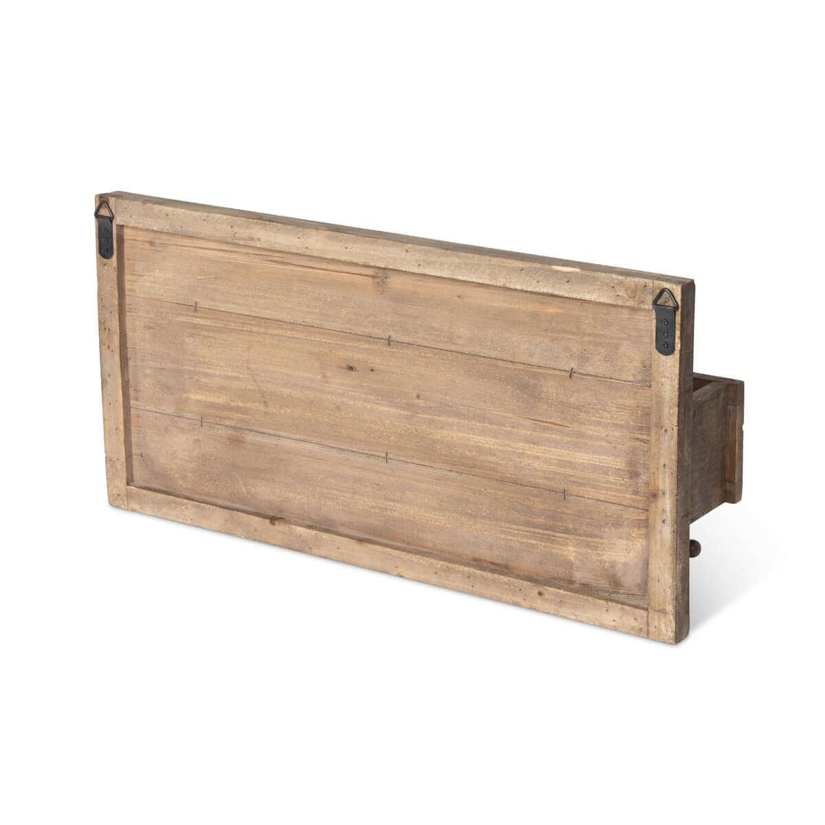 Farmhouse Wall Shelf with Hooks and Metal Lattice Accent-Wall Shelves & Ledges-Parc Decor