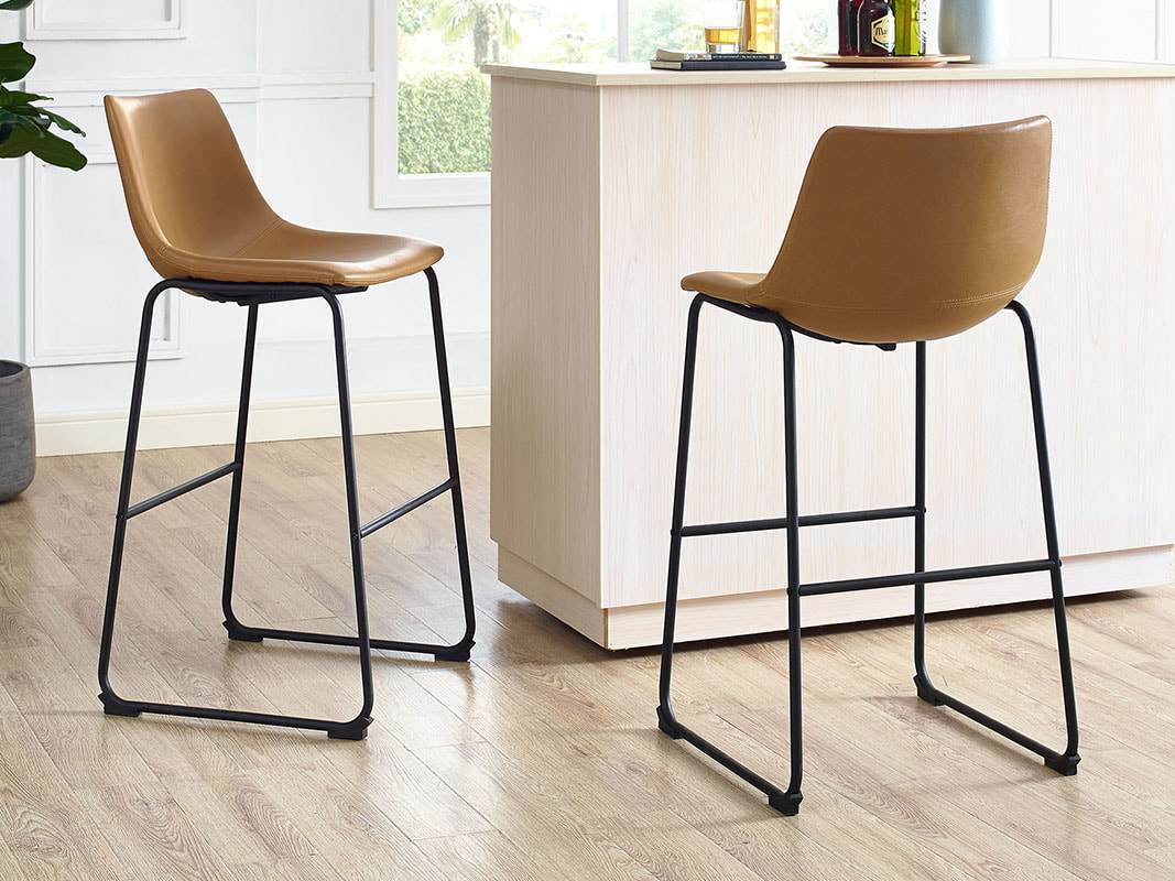 Faux Leather 2-Piece Bar Stools-Dining / Kitchen-Parc Decor