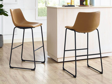 Faux Leather 2-Piece Bar Stools-Dining / Kitchen-Parc Decor