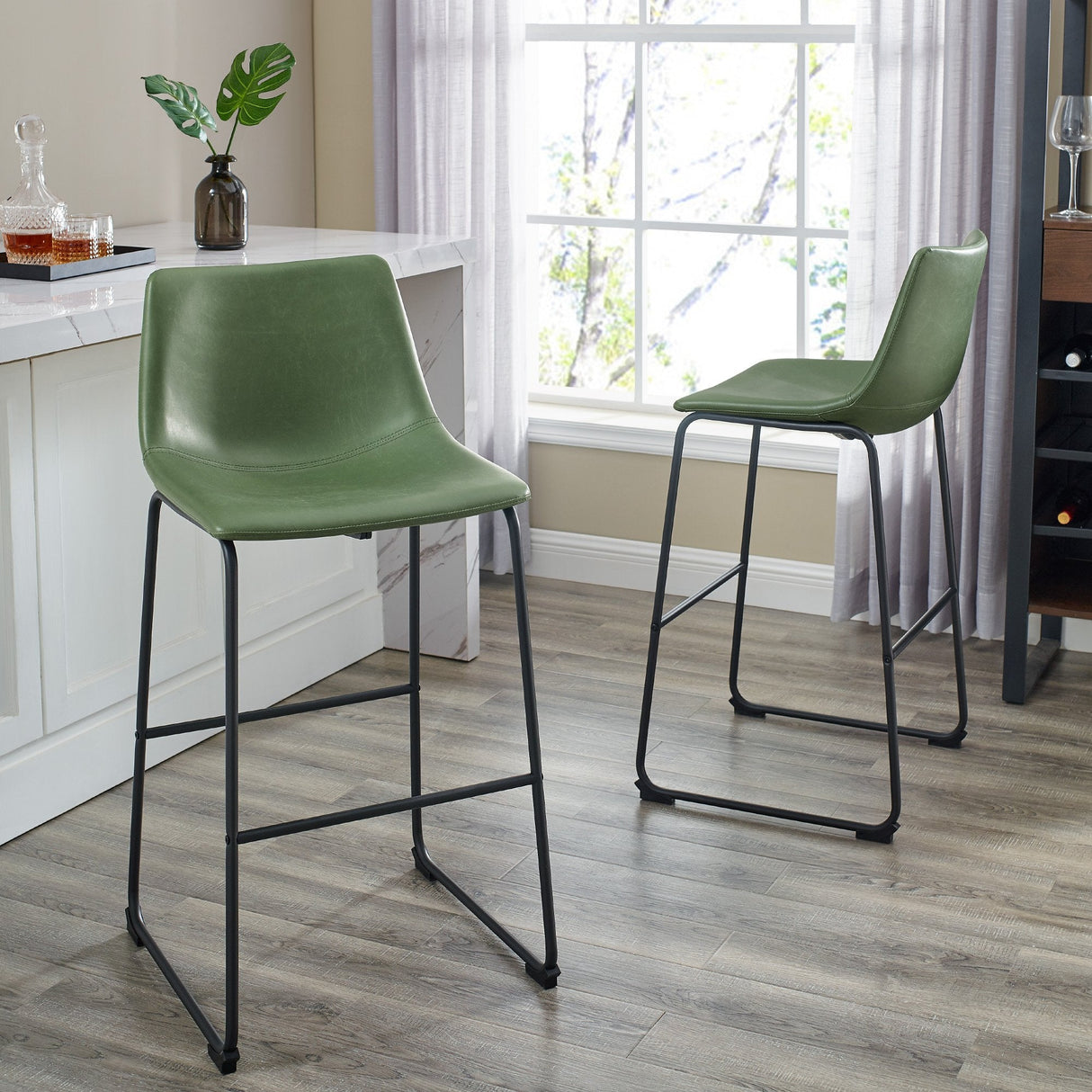 Faux Leather 2-Piece Bar Stools-Dining / Kitchen-Parc Decor