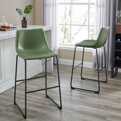 Faux Leather 2-Piece Bar Stools-Dining / Kitchen-Parc Decor