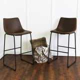 Faux Leather 2-Piece Bar Stools-Dining / Kitchen-Parc Decor