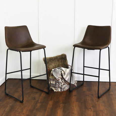 Faux Leather 2-Piece Bar Stools-Dining / Kitchen-Parc Decor