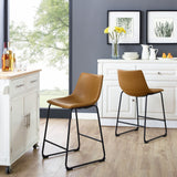 Faux Leather Counter Stools Set of 2-Dining / Kitchen-Parc Decor
