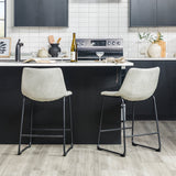 Faux Leather Counter Stools Set of 2-Dining / Kitchen-Parc Decor