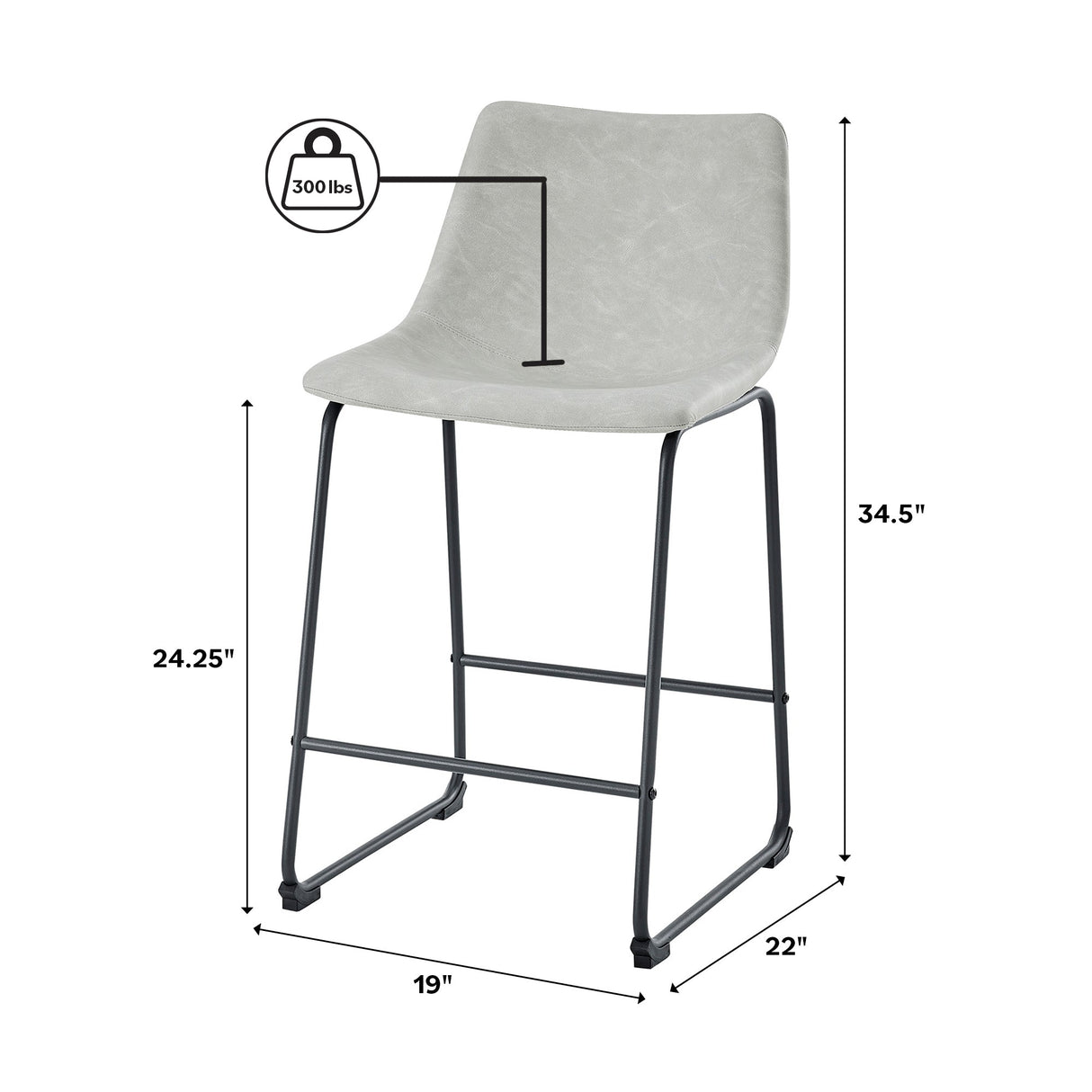 Faux Leather Counter Stools Set of 2-Dining / Kitchen-Parc Decor