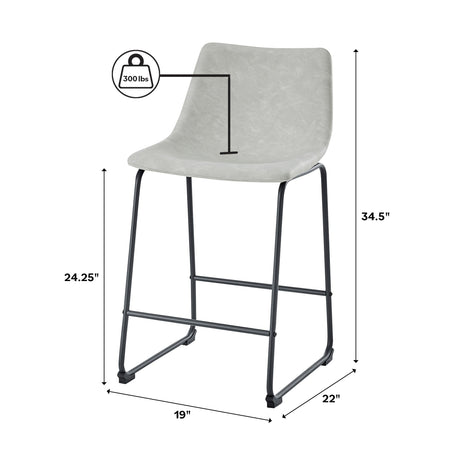 Faux Leather Counter Stools Set of 2-Dining / Kitchen-Parc Decor