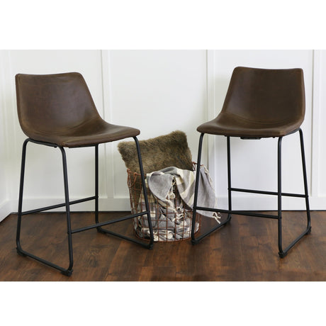 Faux Leather Counter Stools Set of 2-Dining / Kitchen-Parc Decor