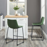 Faux Leather Counter Stools Set of 2-Dining / Kitchen-Parc Decor