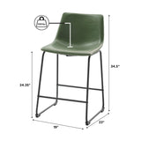 Faux Leather Counter Stools Set of 2-Dining / Kitchen-Parc Decor