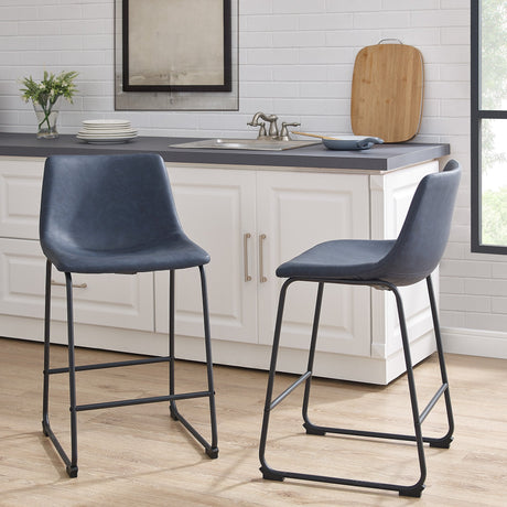 Faux Leather Counter Stools Set of 2-Dining / Kitchen-Parc Decor