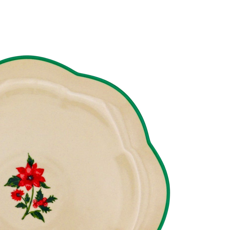 Festive Flora Scalloped Ceramic Starter Plates – Case of 12 (+3 Bonus Plates)