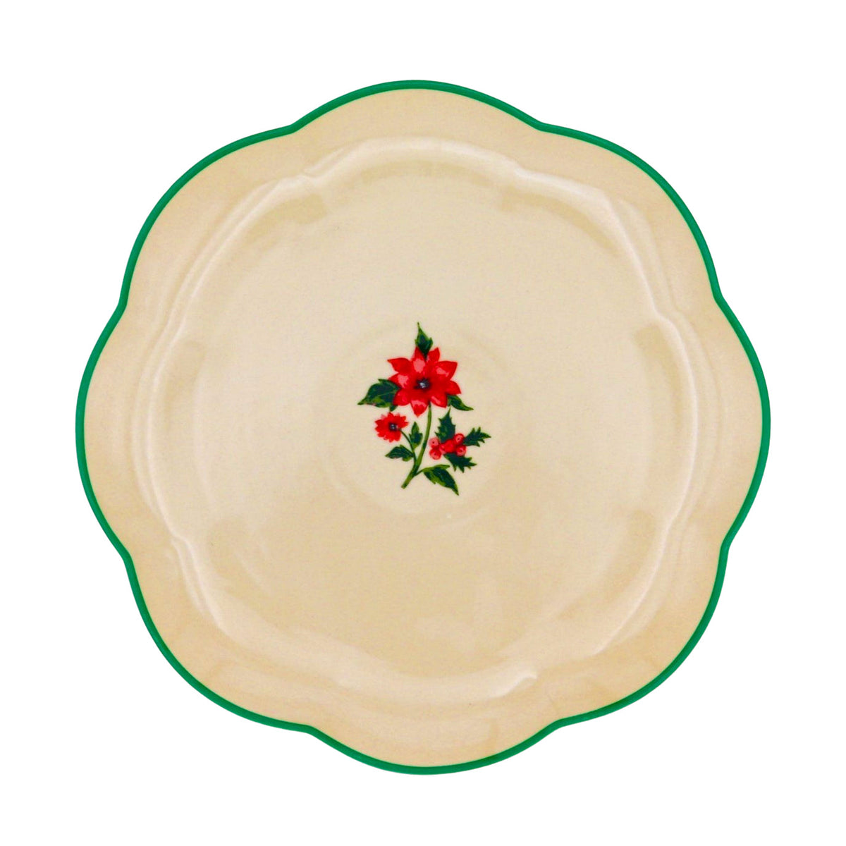 Festive Flora Scalloped Ceramic Starter Plates – Set of 4 (+1 Bonus Plate)