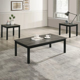 Findlay 3-Piece 47.5 in. Rectangle Faux Marble Top Coffee Table Set with Solid Wood Legs