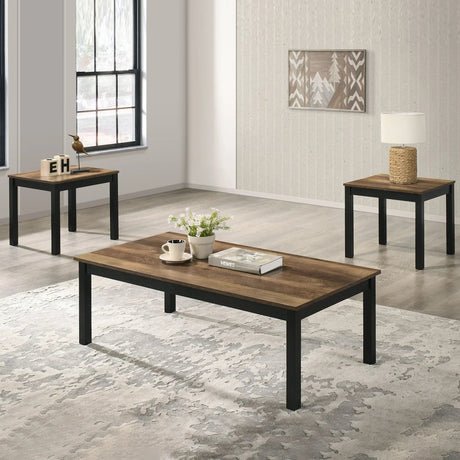 Findlay 3-Piece 47.5 in. Rectangle Faux Marble Top Coffee Table Set with Solid Wood Legs