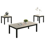 Findlay 3-Piece 47.5 in. Rectangle Faux Marble Top Coffee Table Set with Solid Wood Legs