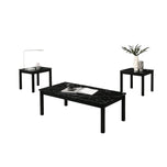 Findlay 3-Piece 47.5 in. Rectangle Faux Marble Top Coffee Table Set with Solid Wood Legs