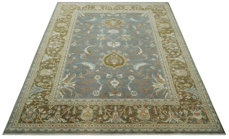 Fine 9x12 Traditional Gray and Brown Antique Style Hand knotted Traditional Wool Area Rug | AC47912
