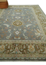 Fine 9x12 Traditional Gray and Brown Antique Style Hand knotted Traditional Wool Area Rug | AC47912