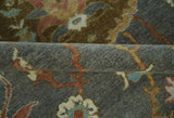 Fine 9x12 Traditional Gray and Brown Antique Style Hand knotted Traditional Wool Area Rug | AC47912