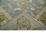 Fine 9x12 Traditional Gray and Brown Antique Style Hand knotted Traditional Wool Area Rug | AC47912