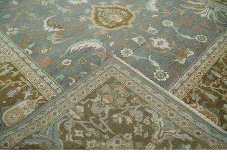 Fine 9x12 Traditional Gray and Brown Antique Style Hand knotted Traditional Wool Area Rug | AC47912