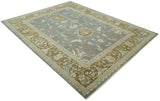 Fine 9x12 Traditional Gray and Brown Antique Style Hand knotted Traditional Wool Area Rug | AC47912