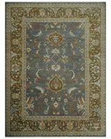 Fine 9x12 Traditional Gray and Brown Antique Style Hand knotted Traditional Wool Area Rug | AC47912
