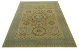 Fine Blue And Beige Traditional Mamluk Design Hand Knotted 8x10 Wool Area Rug