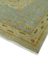 Fine Blue And Beige Traditional Mamluk Design Hand Knotted 8x10 Wool Area Rug