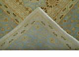Fine Blue And Beige Traditional Mamluk Design Hand Knotted 8x10 Wool Area Rug