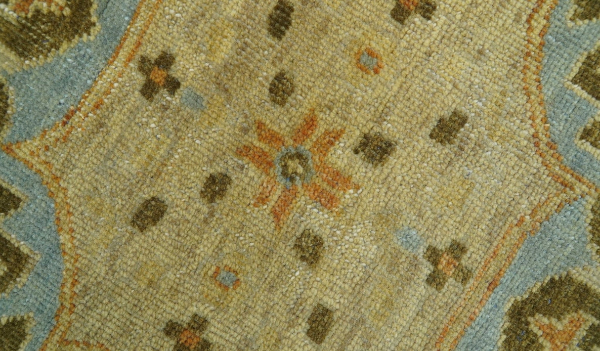 Fine Blue And Beige Traditional Mamluk Design Hand Knotted 8x10 Wool Area Rug