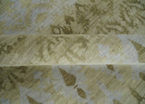 Fine Green 8x10 Hand Knotted Beige, Olive and Silver Traditional Wool Rug