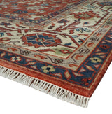 Fine Hand Knotted Rust and Ivory 8x10 and 9x12 Traditional Wool Area Rug