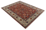 Fine Hand Knotted Rust and Ivory 8x10 and 9x12 Traditional Wool Area Rug