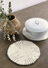 Fine Line Ivory Wool Trivet-Décor-Parc Decor