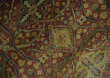 Fine Serapi Hand Knotted 9x12 Rust, Charcoal and Beige Traditional Antique Wool Area Rug