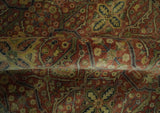Fine Serapi Hand Knotted 9x12 Rust, Charcoal and Beige Traditional Antique Wool Area Rug