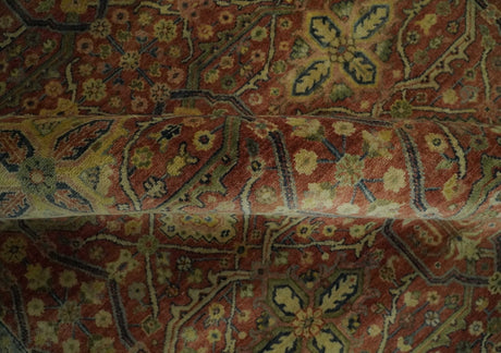 Fine Serapi Hand Knotted 9x12 Rust, Charcoal and Beige Traditional Antique Wool Area Rug