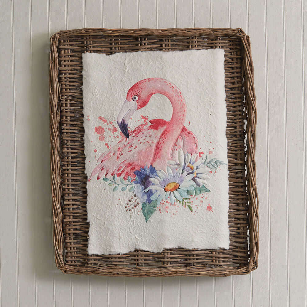 Flamingo Wall Art on Basket-Wall Decor-Parc Decor