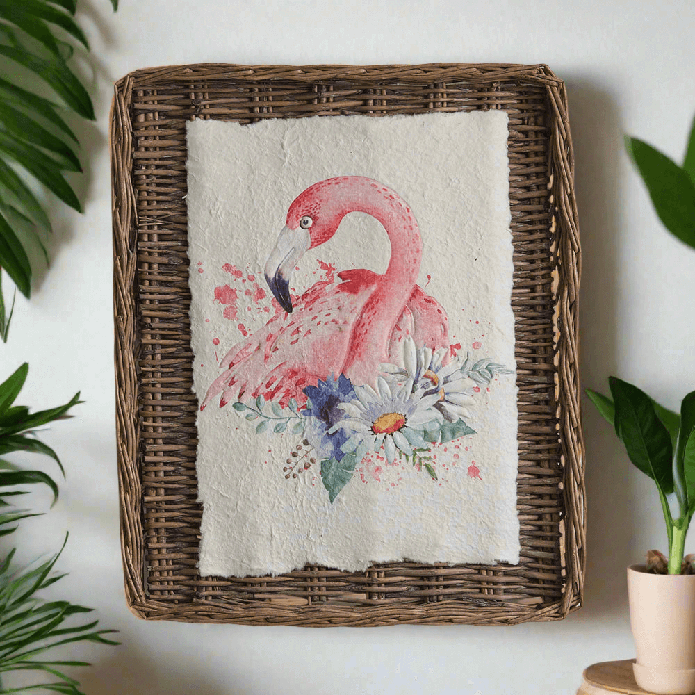 Flamingo Wall Art on Basket-Wall Decor-Parc Decor
