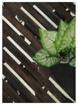 Flatweave Hairon Genuine Leather 5x8, 8x10 and 9x12 Brown Tan and Ivory Area Rug