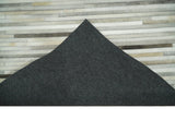Flatweave Hairon Genuine Leather Stripe Design Beige and Ivory Area Rug