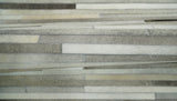 Flatweave Hairon Genuine Leather Stripe Design Beige and Ivory Area Rug