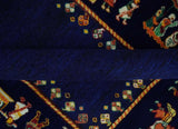Flatwoven 5x7 Traditional Navy Blue Hand Woven Wool Rug