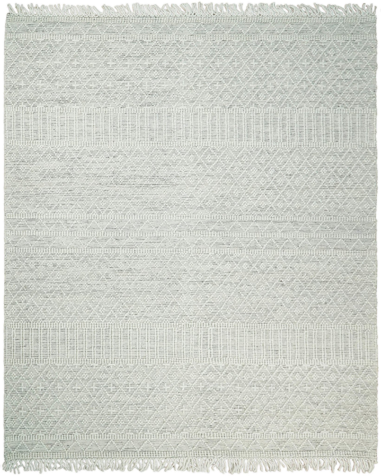 Flatwoven Dhurrie Woolen Chunky and Soft White Wool Area Rug, Living Room and Kids Rug | CAL1-Area Rug-Parc Decor