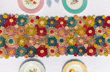 Fleur Raffia Flower Table Runner, Multicolor Flowers Woven Tabletop-tabletop-Parc Decor
