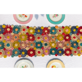 Fleur Raffia Flower Table Runner, Multicolor Flowers Woven Tabletop-tabletop-Parc Decor