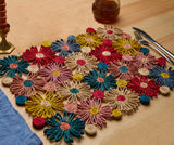 Fleur Raffia placemat, Multicolor Flowers woven tabletop-table tops-Parc Decor