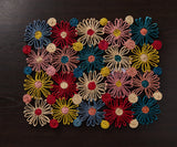 Fleur Raffia placemat, Multicolor Flowers woven tabletop-table tops-Parc Decor